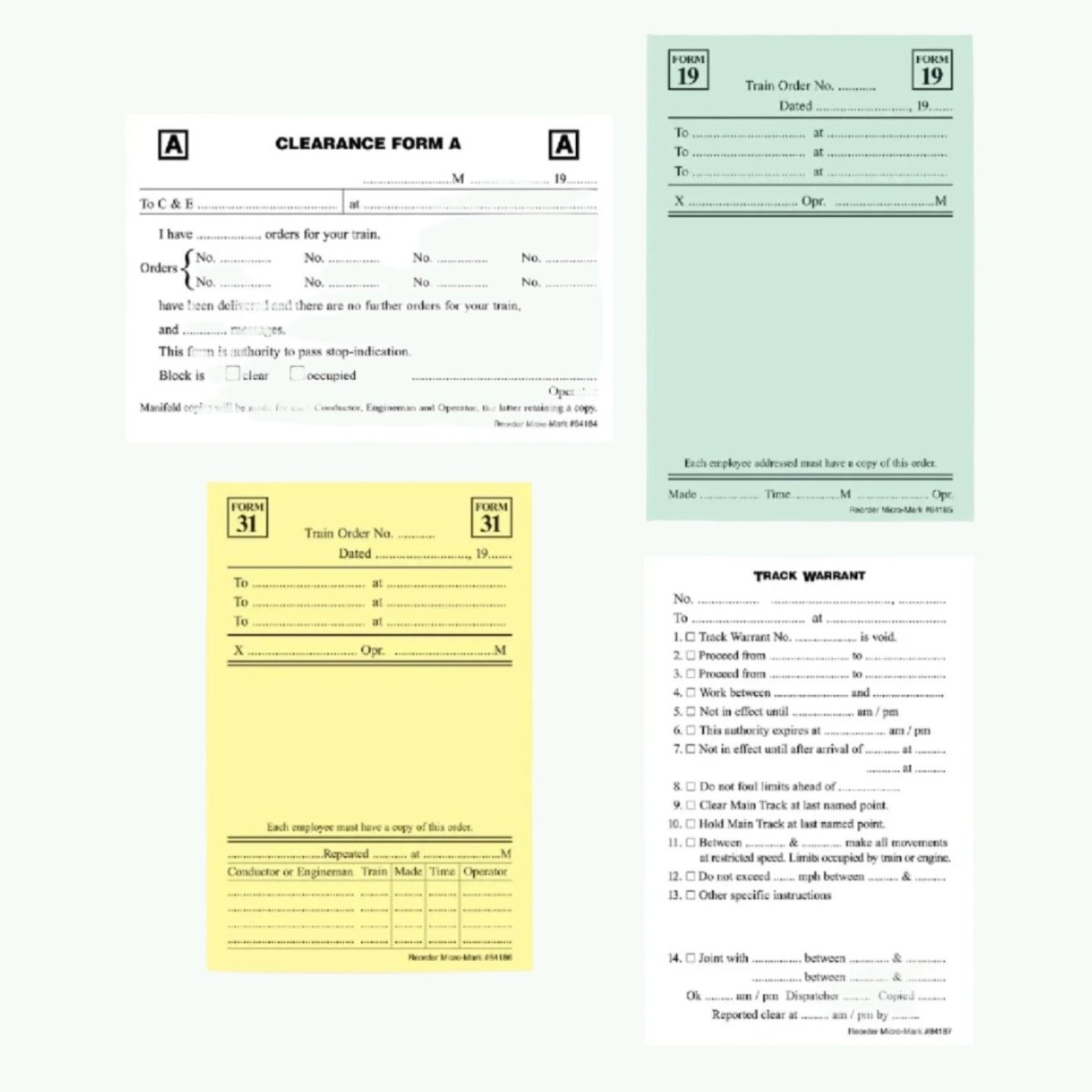 Pre Train. Order Car Routing System Train Order 'Try It' Pack (Pkg. of 4 Pads) – Micro-Mark