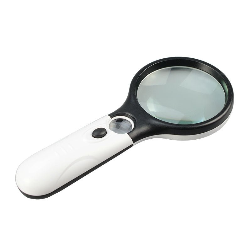 Double Lens Lighted Handheld Magnifying Glass, 45X