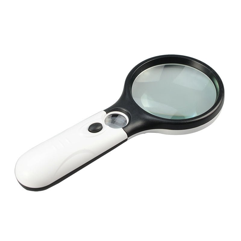 Double Lens Lighted Handheld Magnifying Glass, 45X – Micro-Mark