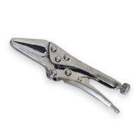 Metal locking pliers on a white background