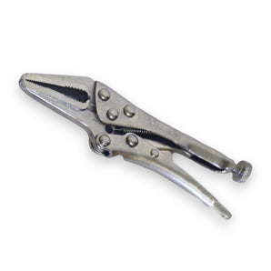 Metal locking pliers on a white background