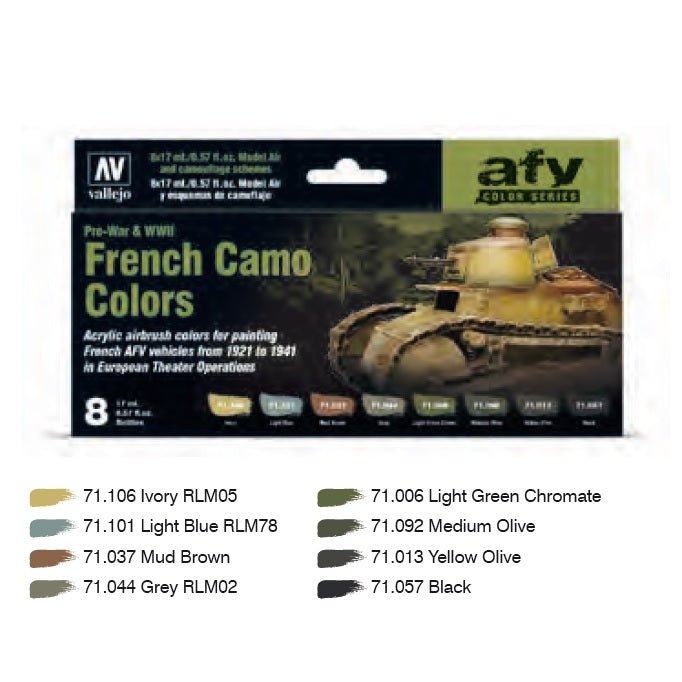 French Camo Colors Pre - War & WWII AFV Color Series by Vallejo