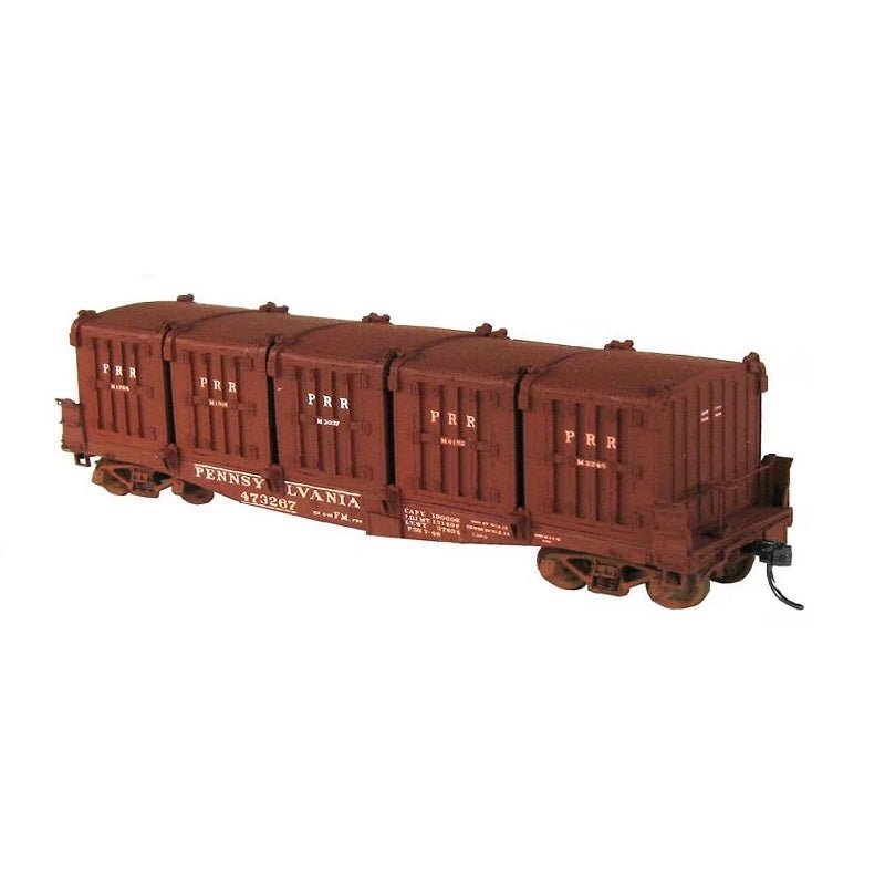 Funaro & Camerlengo "FM" Container Flatcar Kit w/5 DD1A Containers - Pennsylvania RR, HO Scale - Micro - Mark Model Trains, Rolling Stock, Z