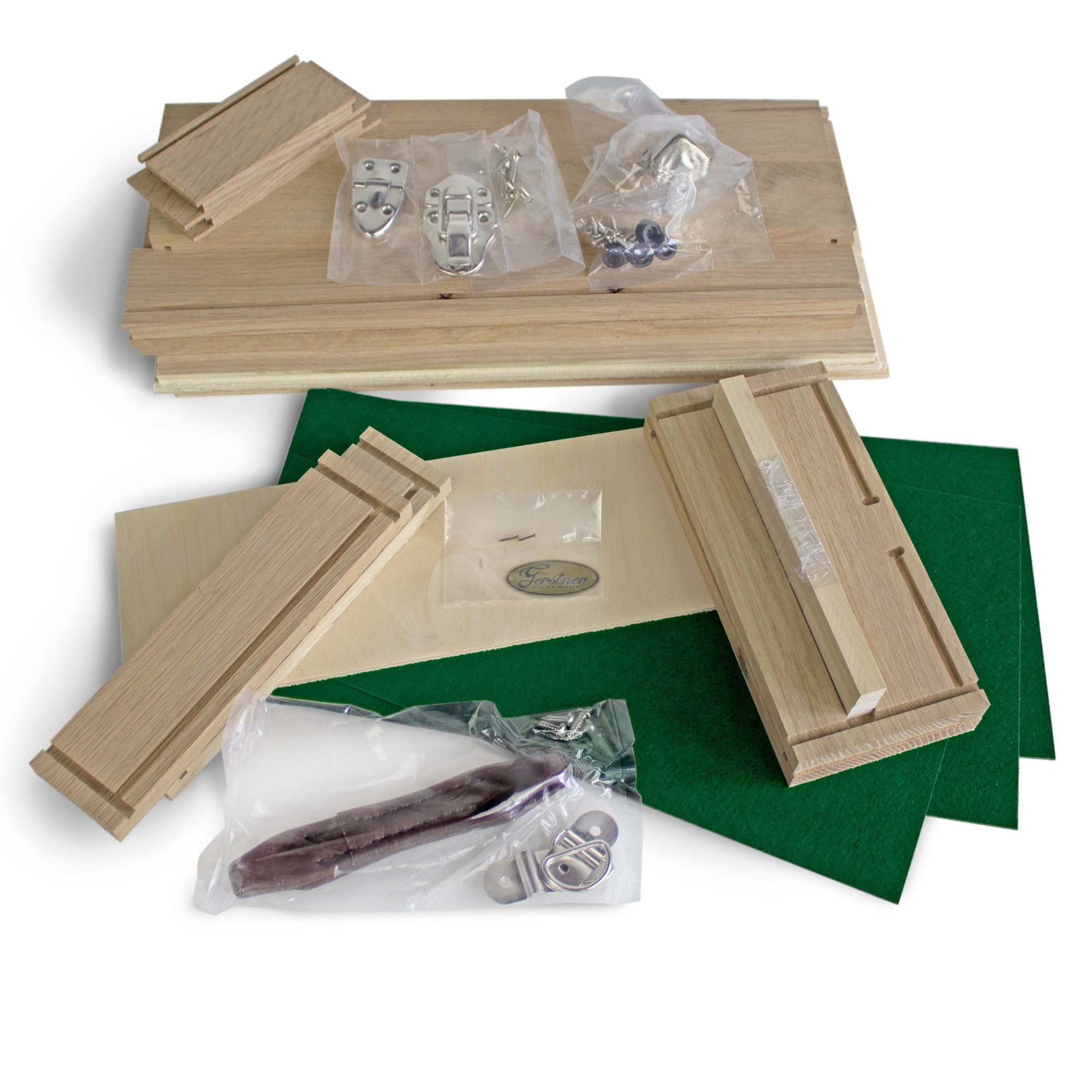 Gerstner Unfinished Wooden Tote Case DIY Kit, Green Felt - Micro - Mark Organizers