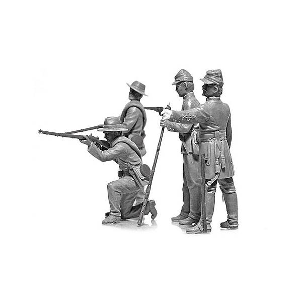 ICM American Civil War "Confederate" Infantry Plastic Figures, 1/35 Scale - Micro - Mark Figures