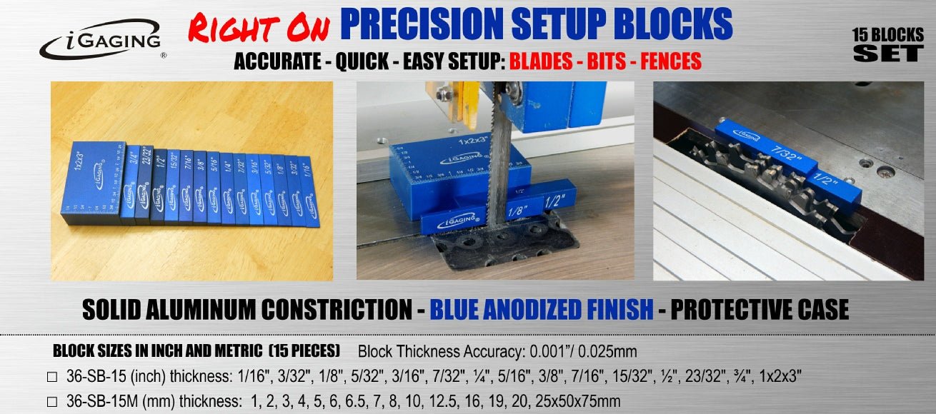 iGaging 15 - piece "Right On" Precision Setup Block Set - Micro - Mark Measuring