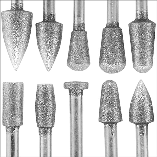 Jumbo Diamond Burr Set, 10 pieces, 150 grit - Micro - Mark Drill & Screwdriver Bits