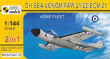 Mark I. Models Sea Venom FAW21/22/ECM21 British Navy Fighter (2 in 1) Plastic Model Kit, 1/144 Scale