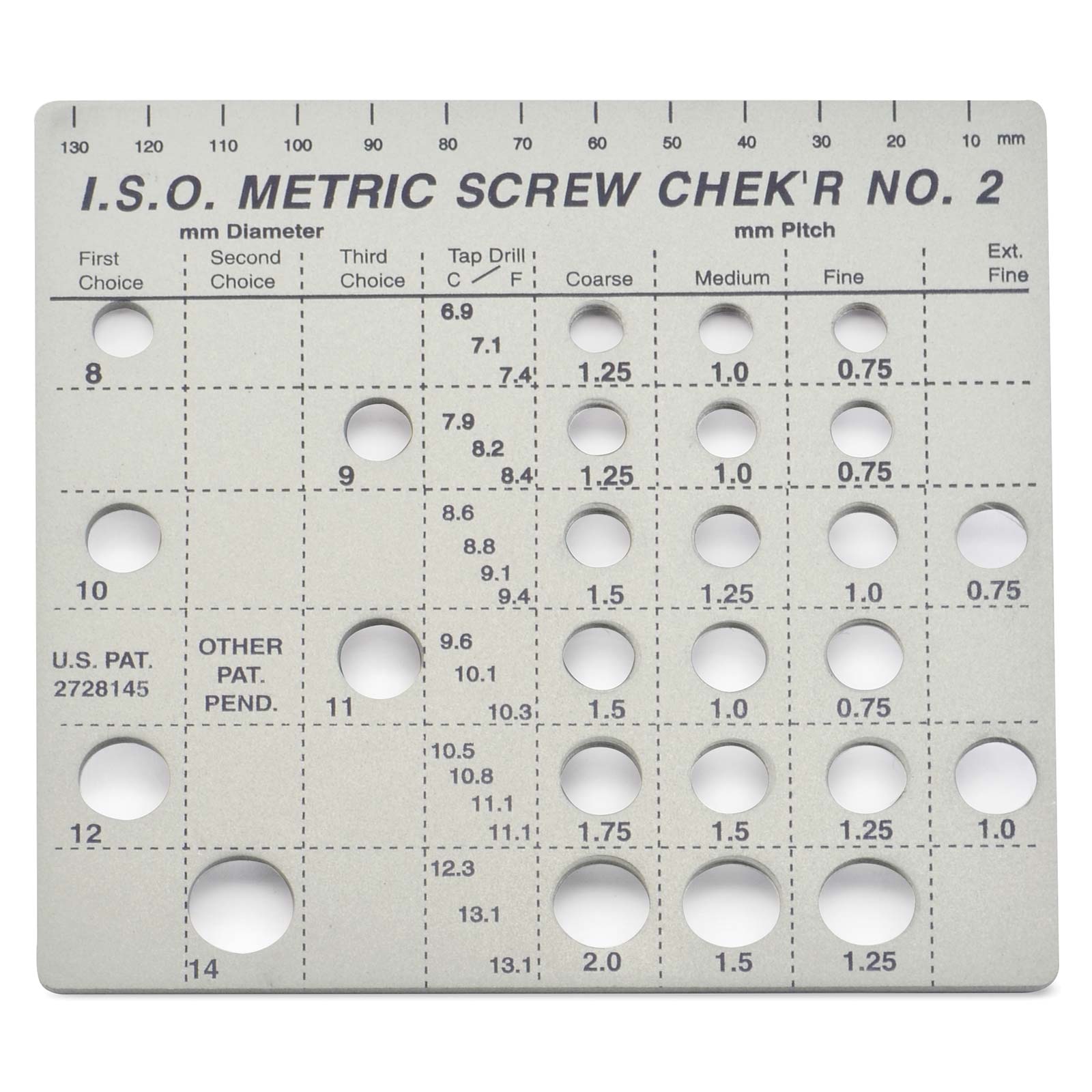 Metric Screw Chek'r for 8 mm to 14 mm in I.S.O. Pitches