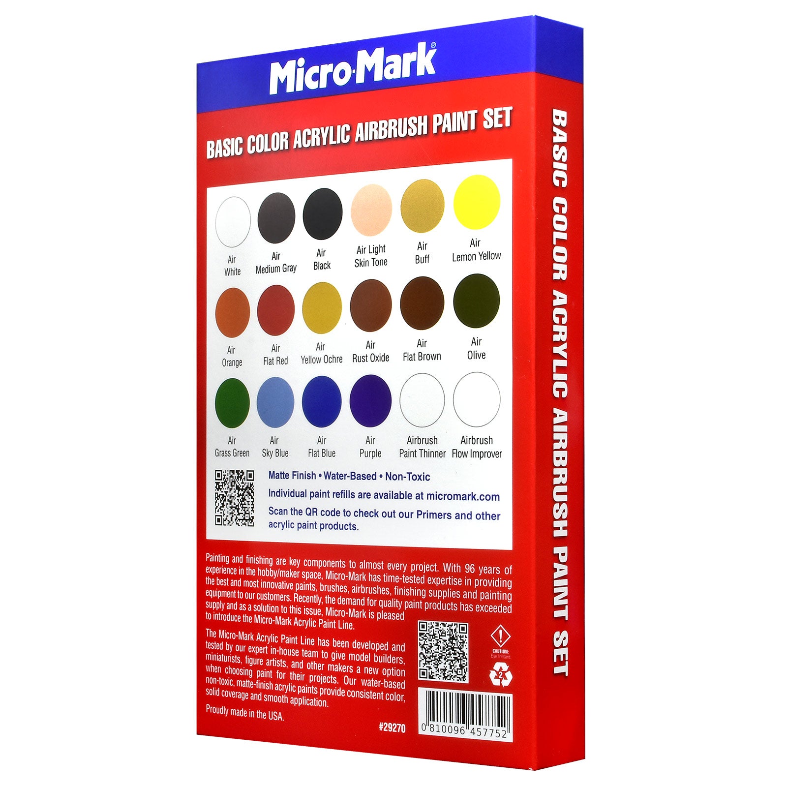 Color Micro Acrylic Airbrush Paint Set | Basic Paint Colors for Modelers | Micro-Mark