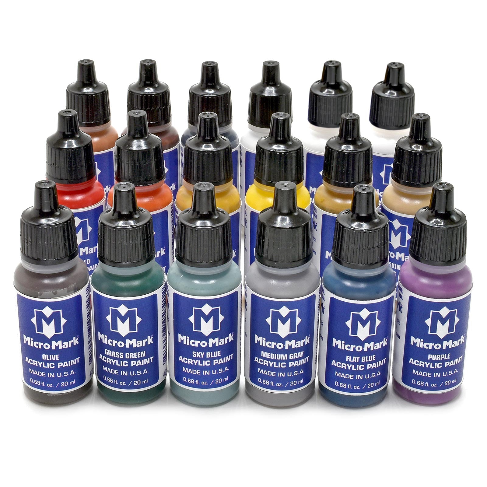 Micro-Mark Basic Color Acrylic Paint Set