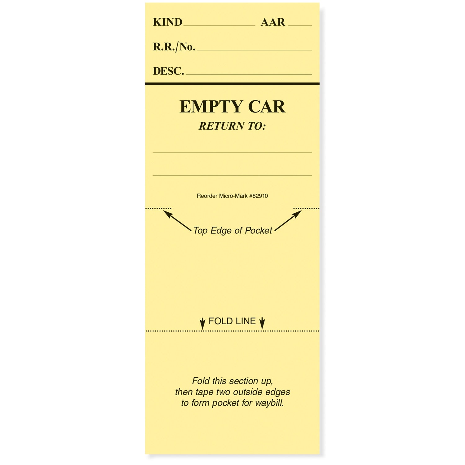Micro - Mark Car Cards for Car Routing System, Pad of 100