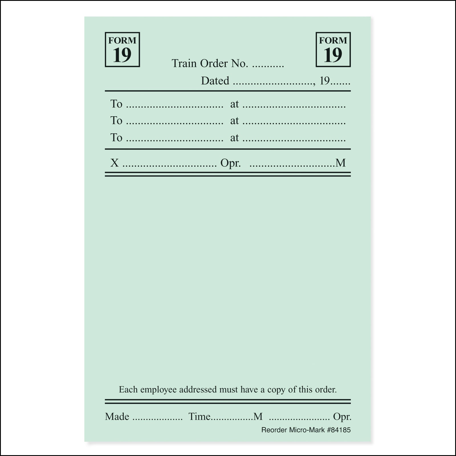Micro - Mark Form 19 (Pkg. of 5 Pads)