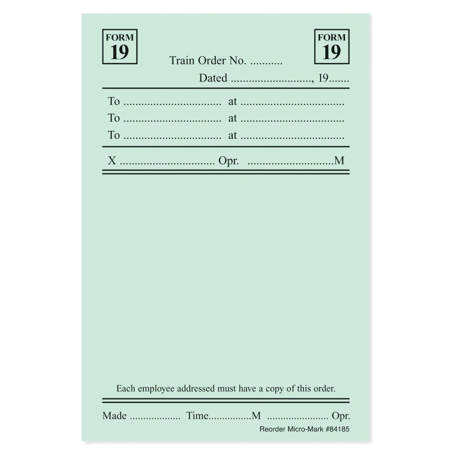 Car Routing System Track Order Form 19 (Pkg. of 50) – Micro-Mark