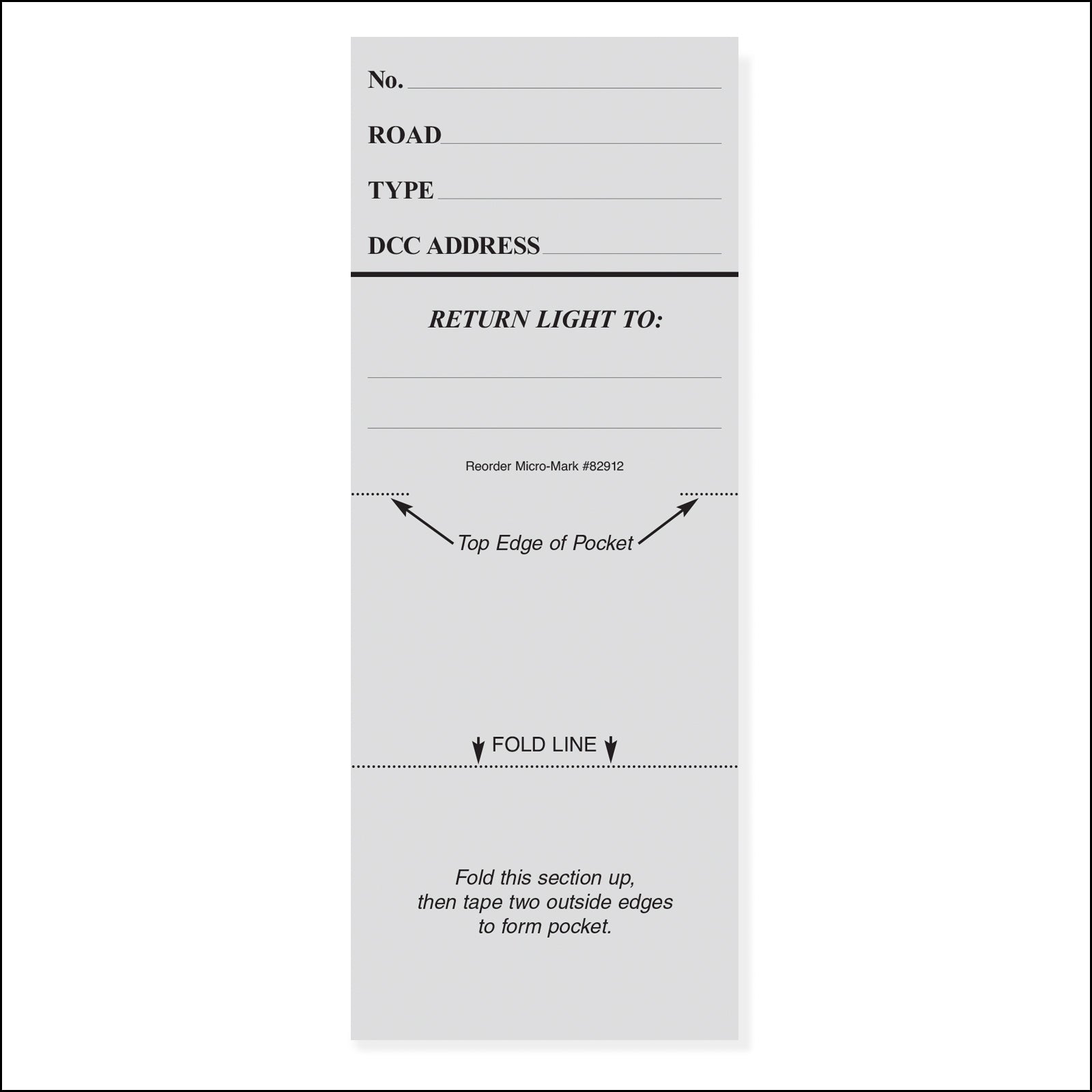 Micro - Mark Locomotive Cards for Car Routing System, Pack of 50
