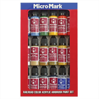 Micro - Mark Railroad Model Air Acrylic Paint Set, 18pc