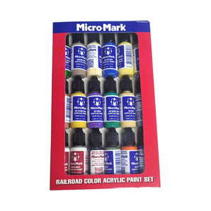 Micro - Mark Railroad Model Brush Color Paint Set, 18pc