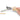 Hand holding a tool with wooden handle and metal components on a white background