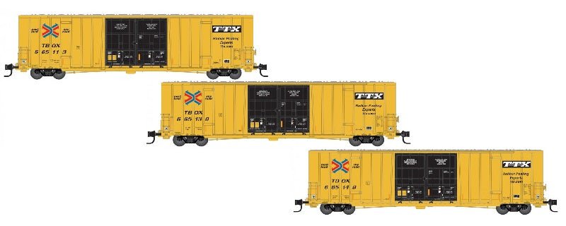 Micro - Trains® TTX 60' High Cube Box Car w/Double Plug Doors Deluxe 'Runner Pack' (3 Pieces), N Scale - Micro - Mark Model Trains, Rolling Stock, Z