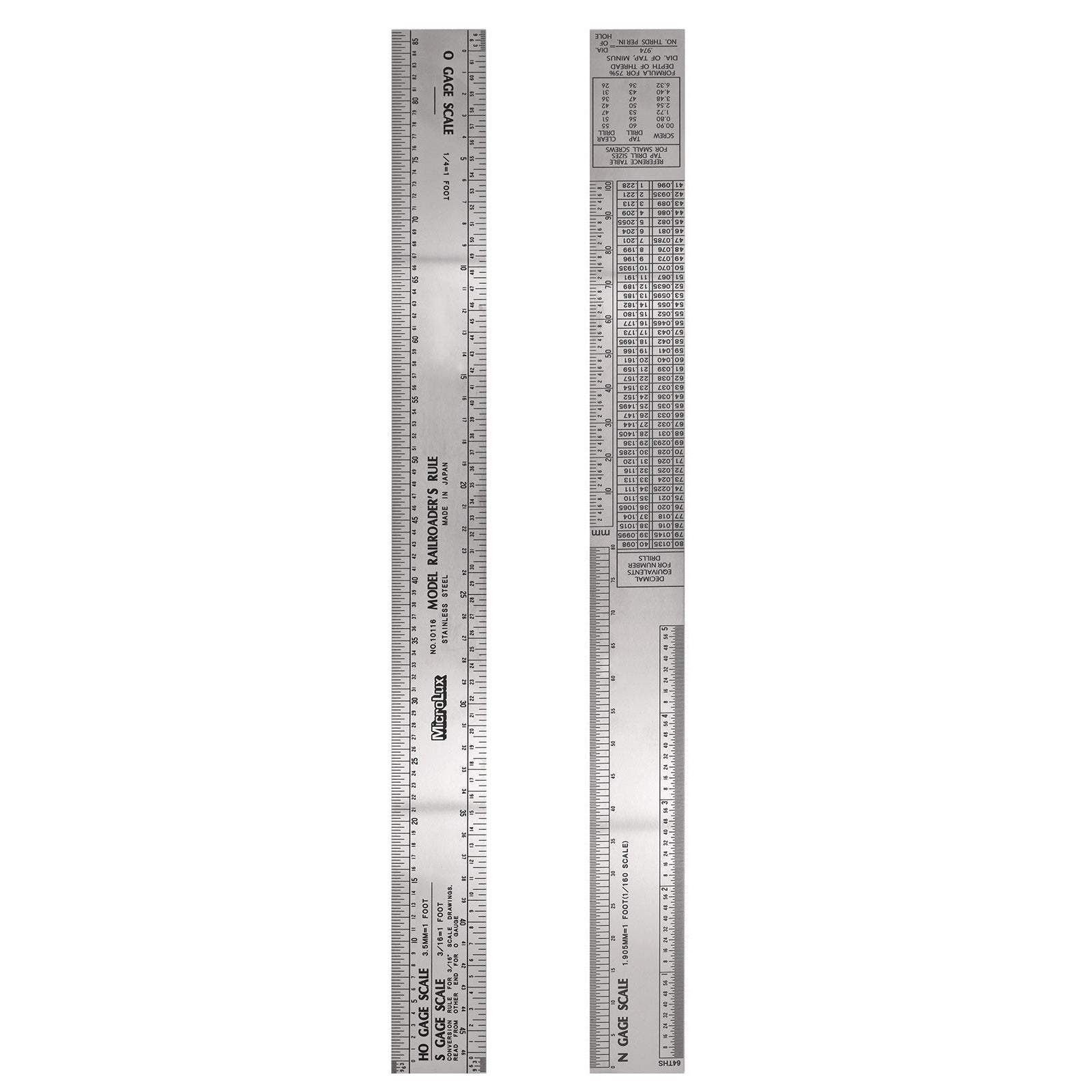 MicroLux 12 Inch Stainless Steel Model Railroader's Ruler (for HO, O, N, S Scale)