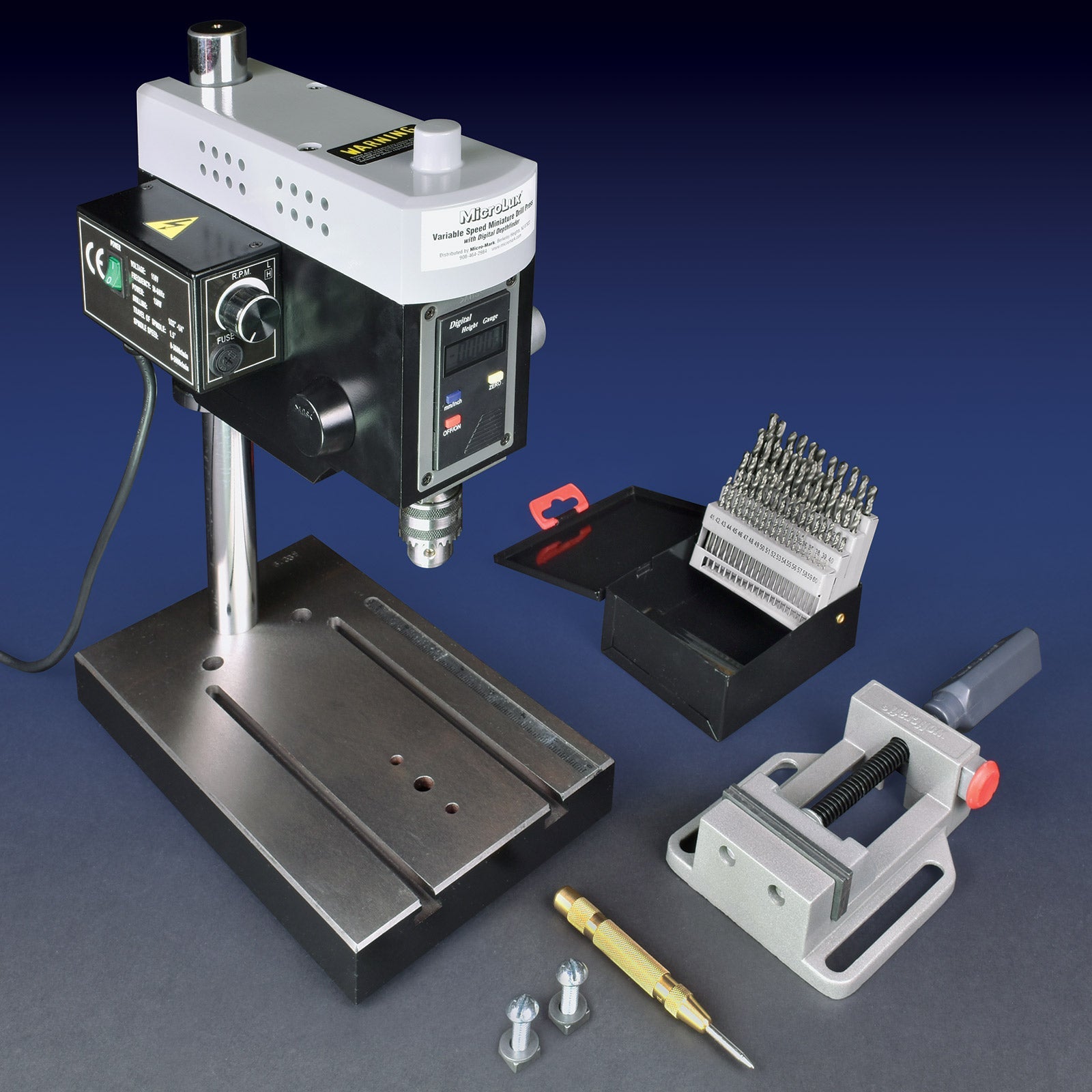MicroLux® Variable Speed Drill Press Super Value Package