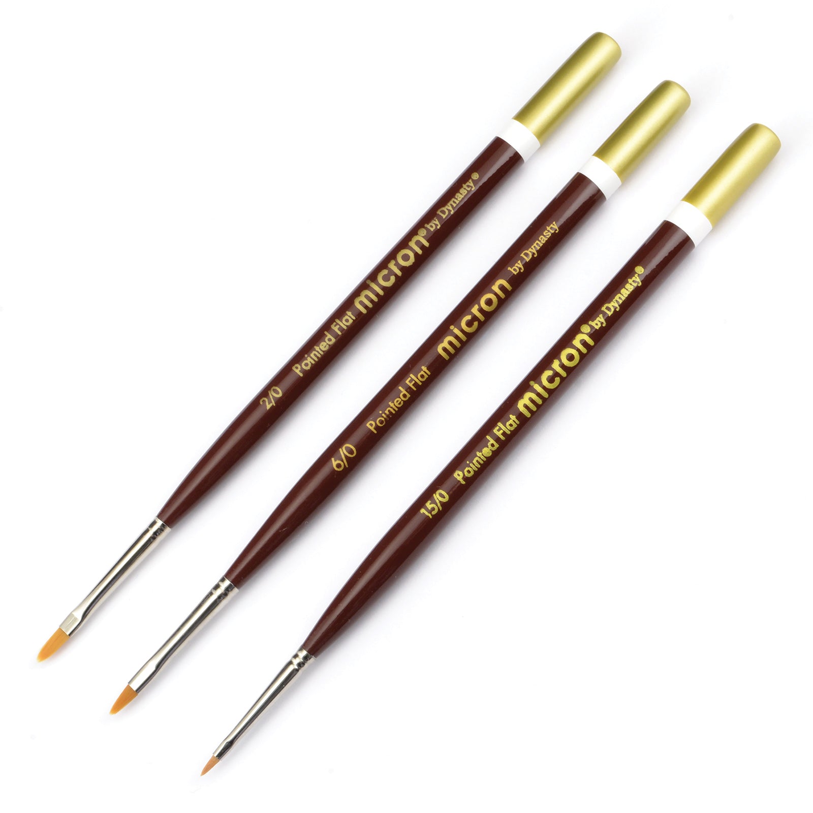 Micron Pointed Flats Paint Brush Set #2 (15/0, 6/0, 2/0) – Micro-Mark