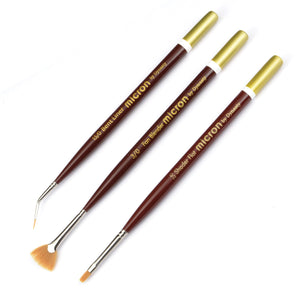 Micron Paint Brush Set No. 4 (includes Bent Liner 15/0, Fan Blende r 3/0, Shader Flat 2/0)