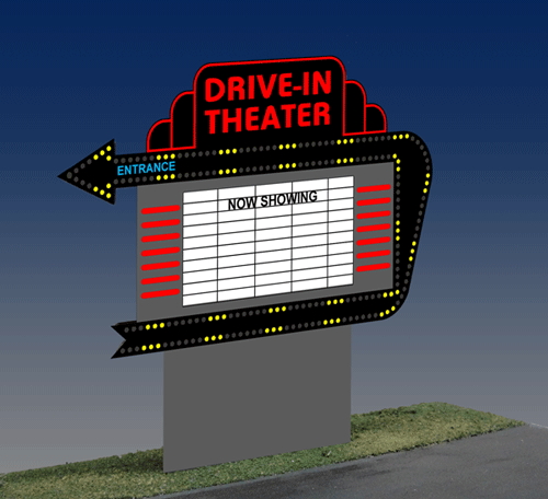Miller Engineering Drive - In Theater Animated Neon Billboard - HO/O Scale