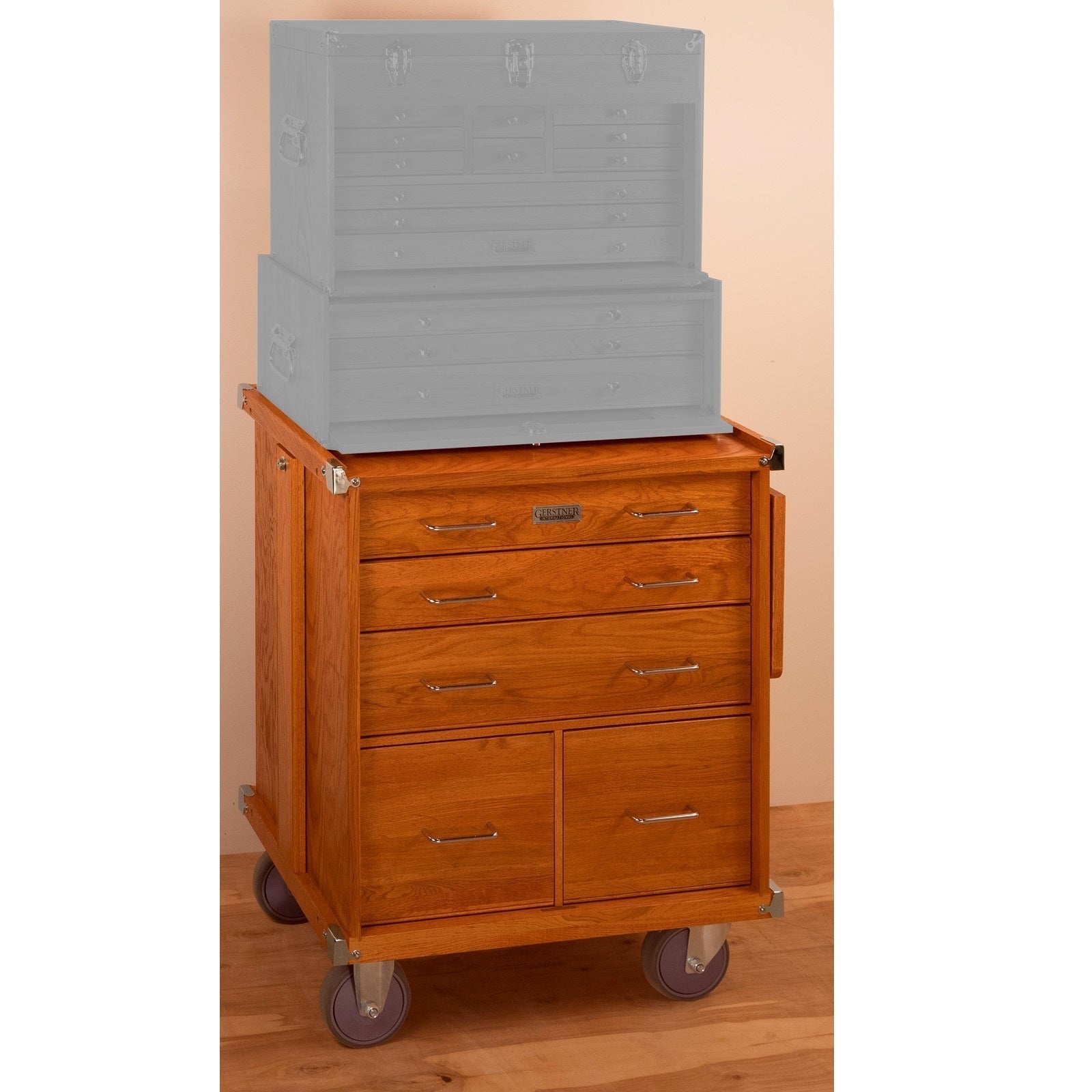 Oak 5 - Drawer Roller Cabinet, Bottom