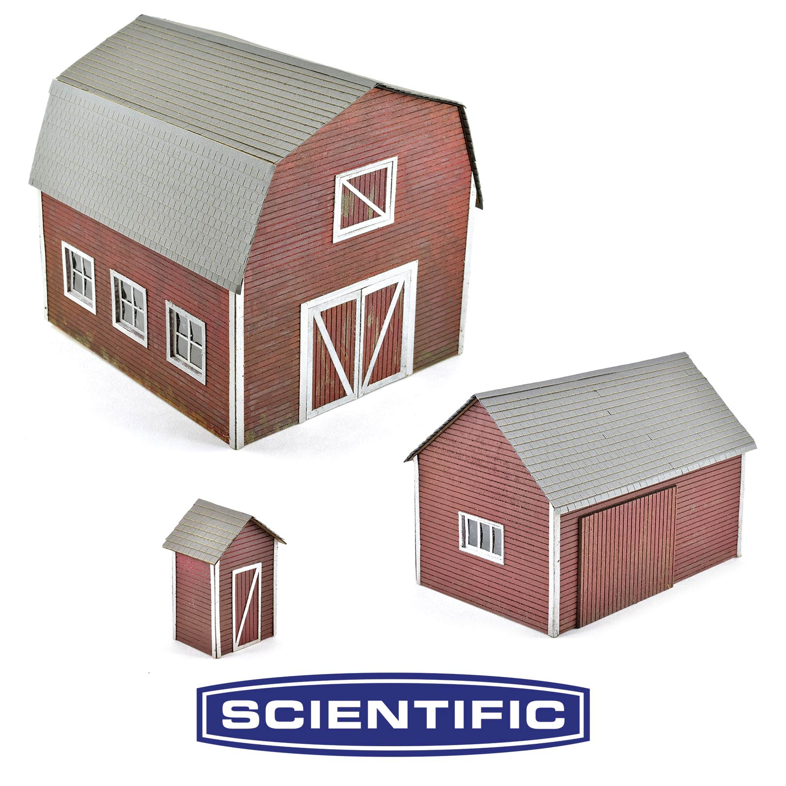 Rural Farm Structures, Deluxe Set of 3 Kits, O Scale, By Scientific - Micro - Mark Scale Model Kits