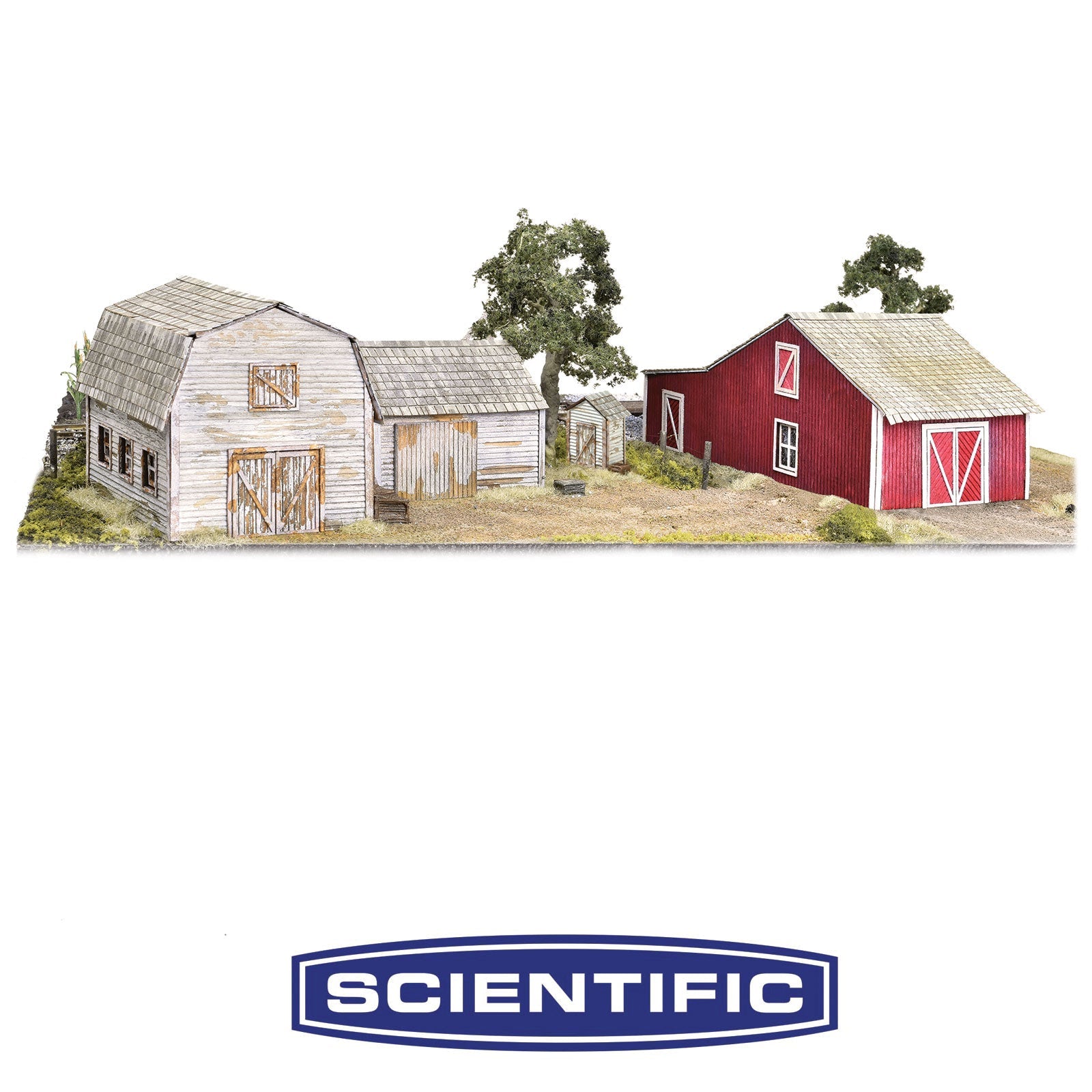 Rural Farm Structures, Deluxe Set of 4 Kits, HO Scale, by Scientific