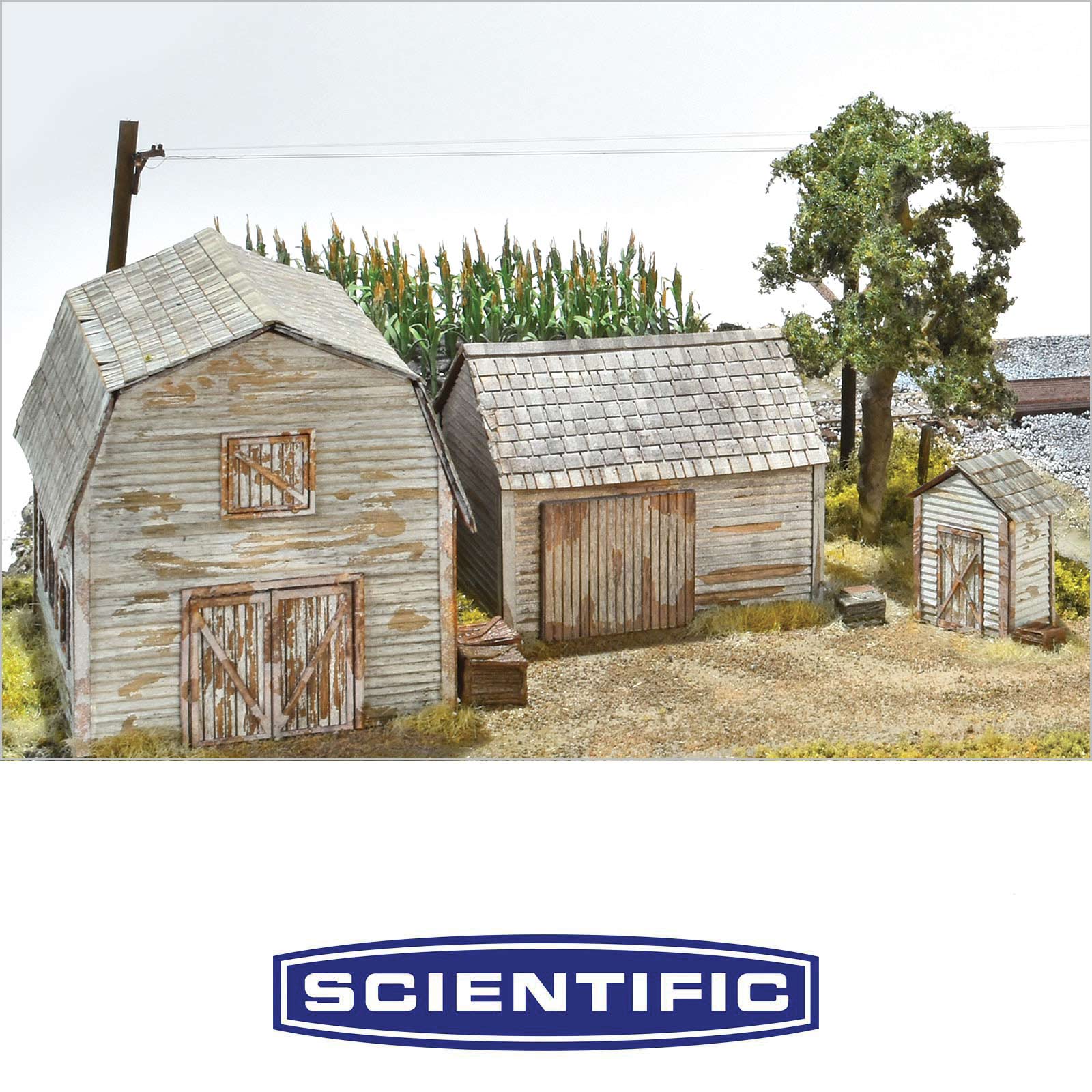 Rural Farm Structures, Set of 3 Kits, HO Scale, By Scientific - Micro - Mark Model Making