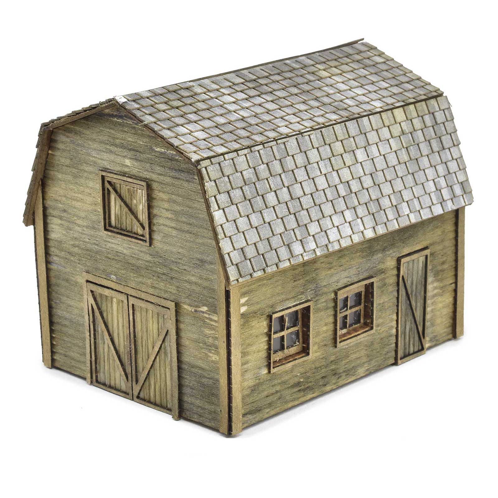 Rural Tractor Shed with Hayloft Kit, HO Scale, By Scientific - Micro - Mark Laser Model Kits
