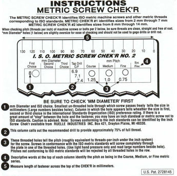 Screw Chek'r Metric Screw Chek'r for 8 mm to 14 mm in I.S.O. Pitches