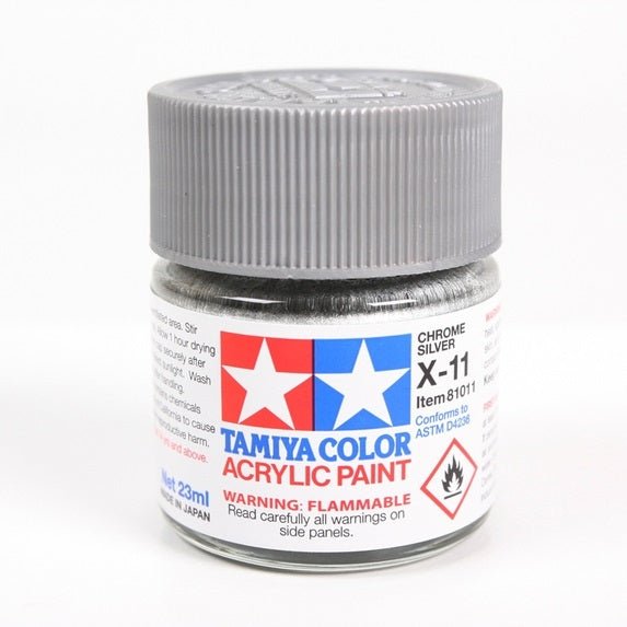 Tamiya Acrylic X - 11 Chrome Silver Paint 23ml Bottles - Box of 6