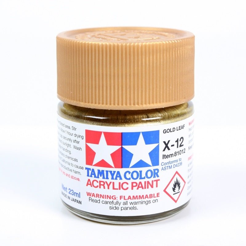 Tamiya Acrylic X - 12 Gold Leaf Paint 23ml Bottles - Box of 6