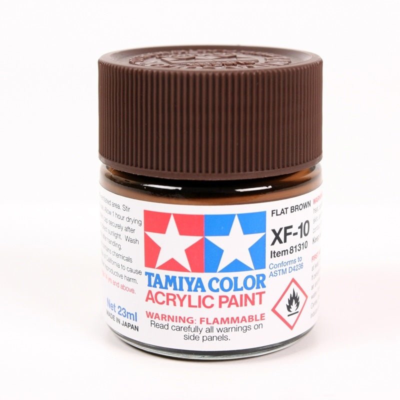 Tamiya Acrylic XF-10 Flat Brown Paint 23ml Bottles - Box of 6