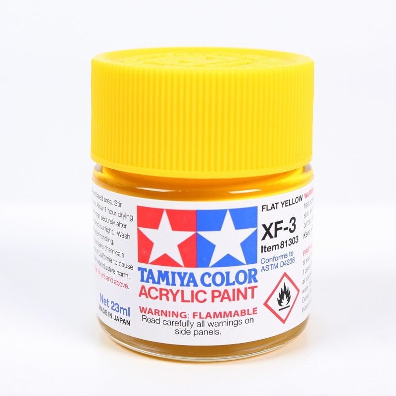 Tamiya Acrylic XF - 3 Flat Yellow Paint 23ml Bottles - Box of 6