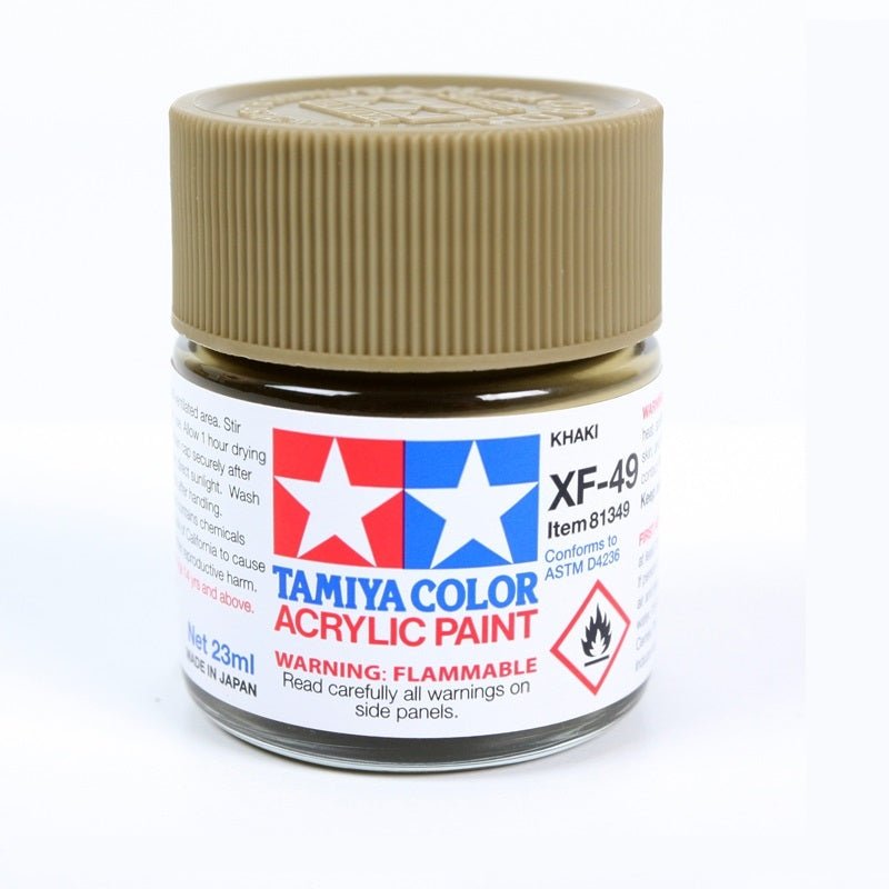 Tamiya Acrylic XF - 49 Khaki Paint 23ml Bottles - Box of 6