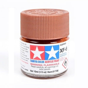 Tamiya Acrylic XF - 6 Copper Paint 23ml Bottles - Box of 6