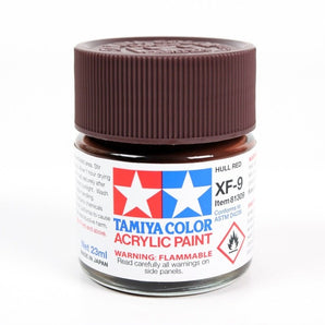 Tamiya Acrylic XF-9 Hull Red Paint 23ml Bottles - Box of 6