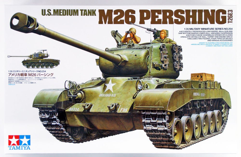 Tamiya U.S. Medium Tank M26 Pershing Plastic Model Kit, 1/35 Scale