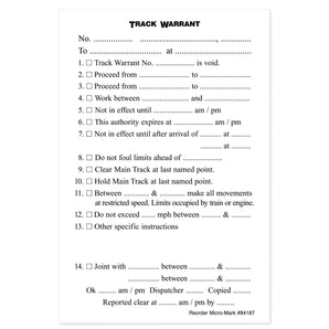 Track Warrants (Pkg. of 10 Pads)