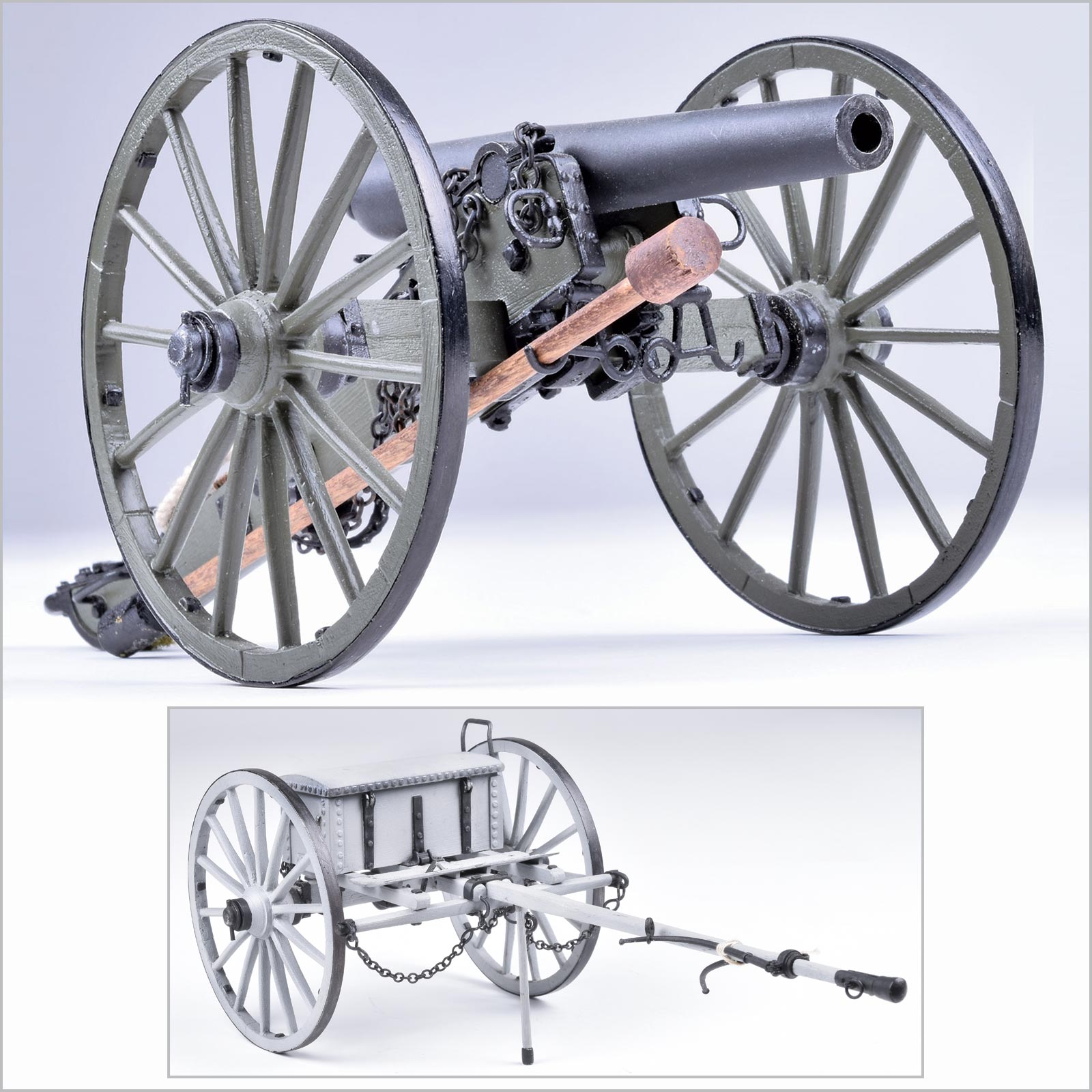 U.S.Civil War Parrott Rifle & Limber Ammo Cart Combo Kit, 1/16 Scale - Micro - Mark Scale Model Kits