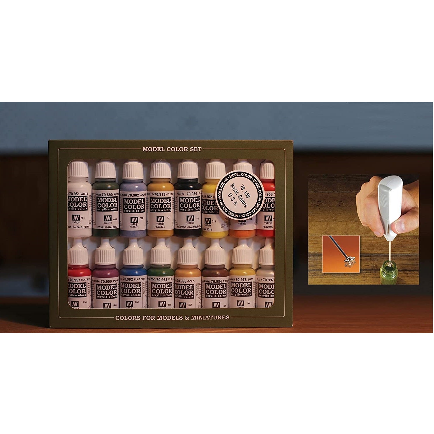 Vallejo Basic Color Paint Set Bundle Acrylic Basic Color Paint Set with Paint Mixer