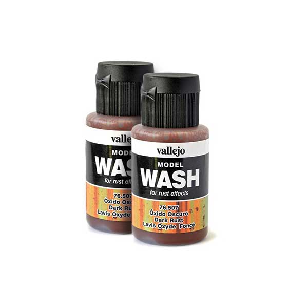Vallejo Model Wash, Dark Rust, 2 Bottles (70 ml / 2.36 fl. oz total)
