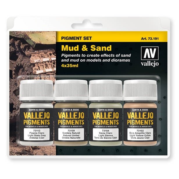 Vallejo Pigments, Mud & Sand, Set of 4 Colors