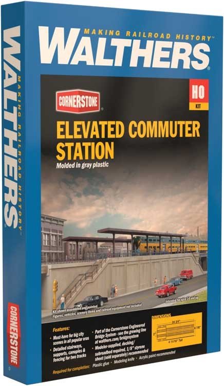 Walthers Cornerstone Elevated Commuter Station Structure Kit, HO Scale