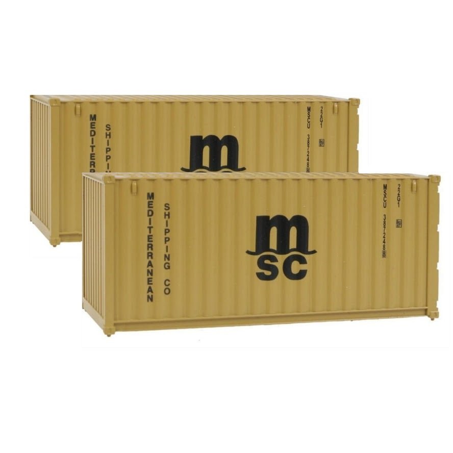 Walthers SceneMaster 20' Corrugated Container Pair - Mediterranean Shipping Co., HO Scale