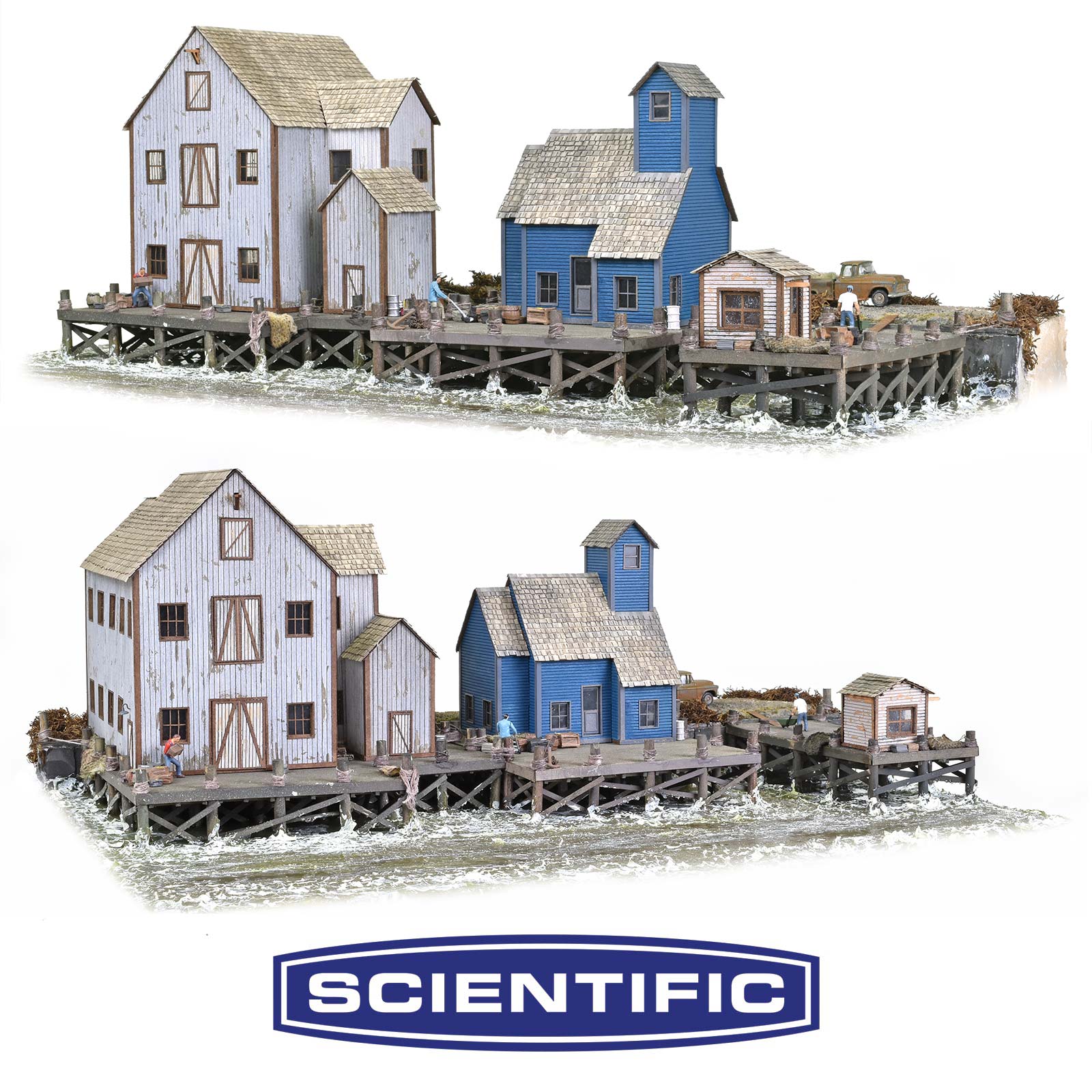 Wharf District, Deluxe Set of 3 Kits, HO Scale, by Scientific - Micro - Mark Scale Model Kits